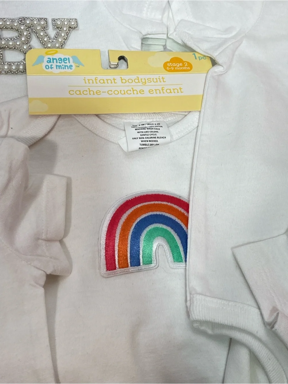 Infant White Bodysuit with Pink Cupcake Graphic up cycled